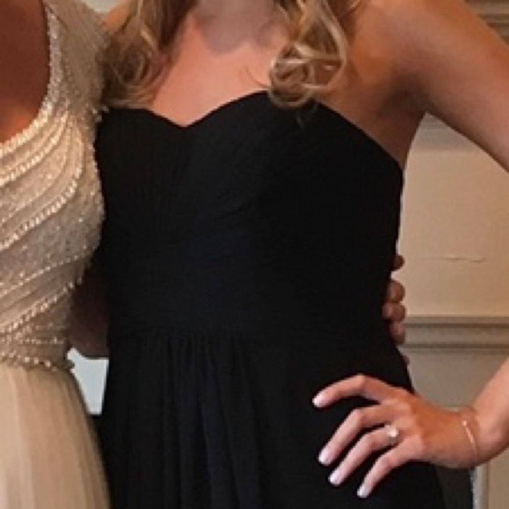 Long Strapless Chiffon Dress with Pleated Bodice
